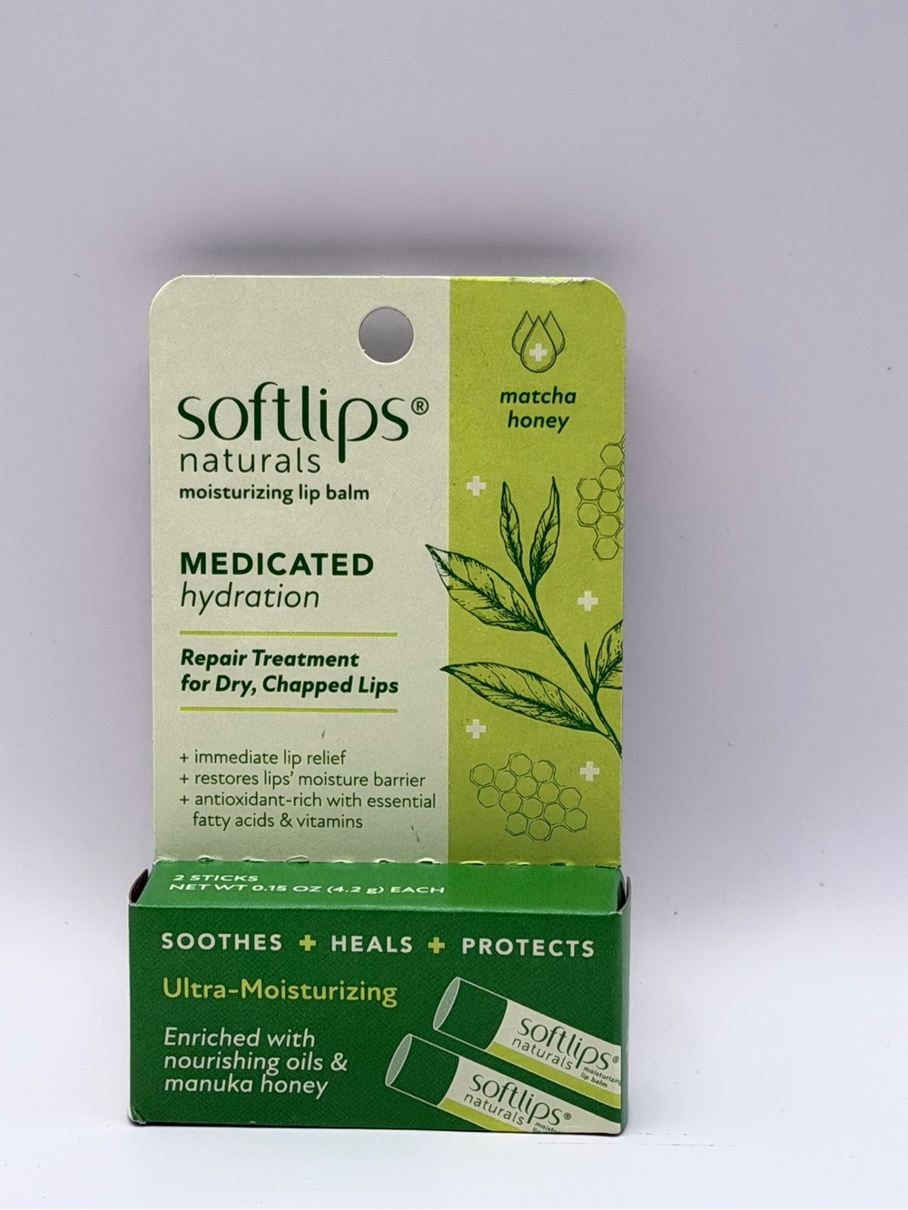 Softlips Naturals Medicated Hydration Lip Balm - Matcha Honey (Green)